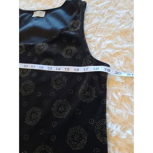 90s Vintage Delta Burke Black Velvet Tank Top with Rhinestone Design - Picture 5 of 6